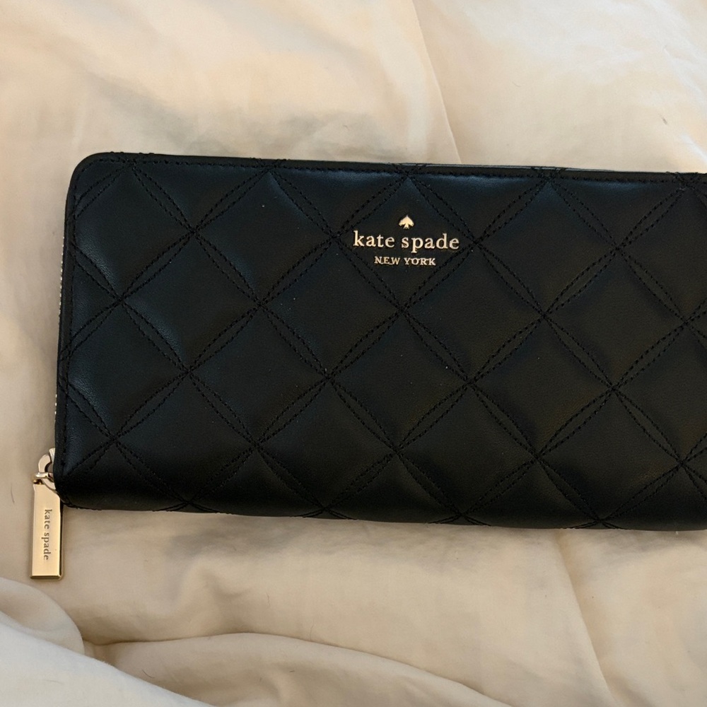 Kate Spade Black Quilted Zip Wallet